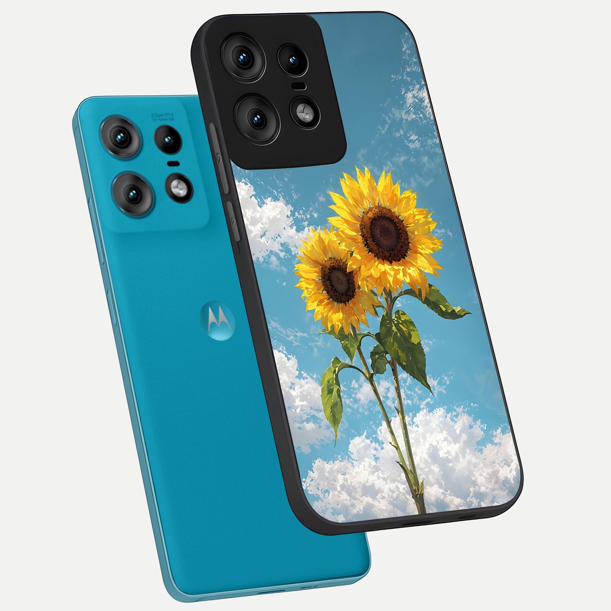  Sunlit Daisy Glow phone case For Moto Edge50 Pro showing premium glass back cover with detailed artwork
