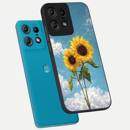  Sunlit Daisy Glow phone case For Moto Edge50 Pro showing premium glass back cover with detailed artwork