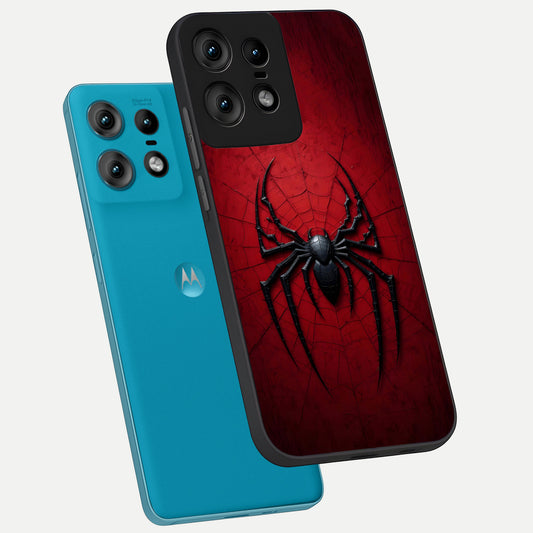  Superhero Web Emblem phone case For Moto Edge50 Pro showing premium glass back cover with detailed artwork