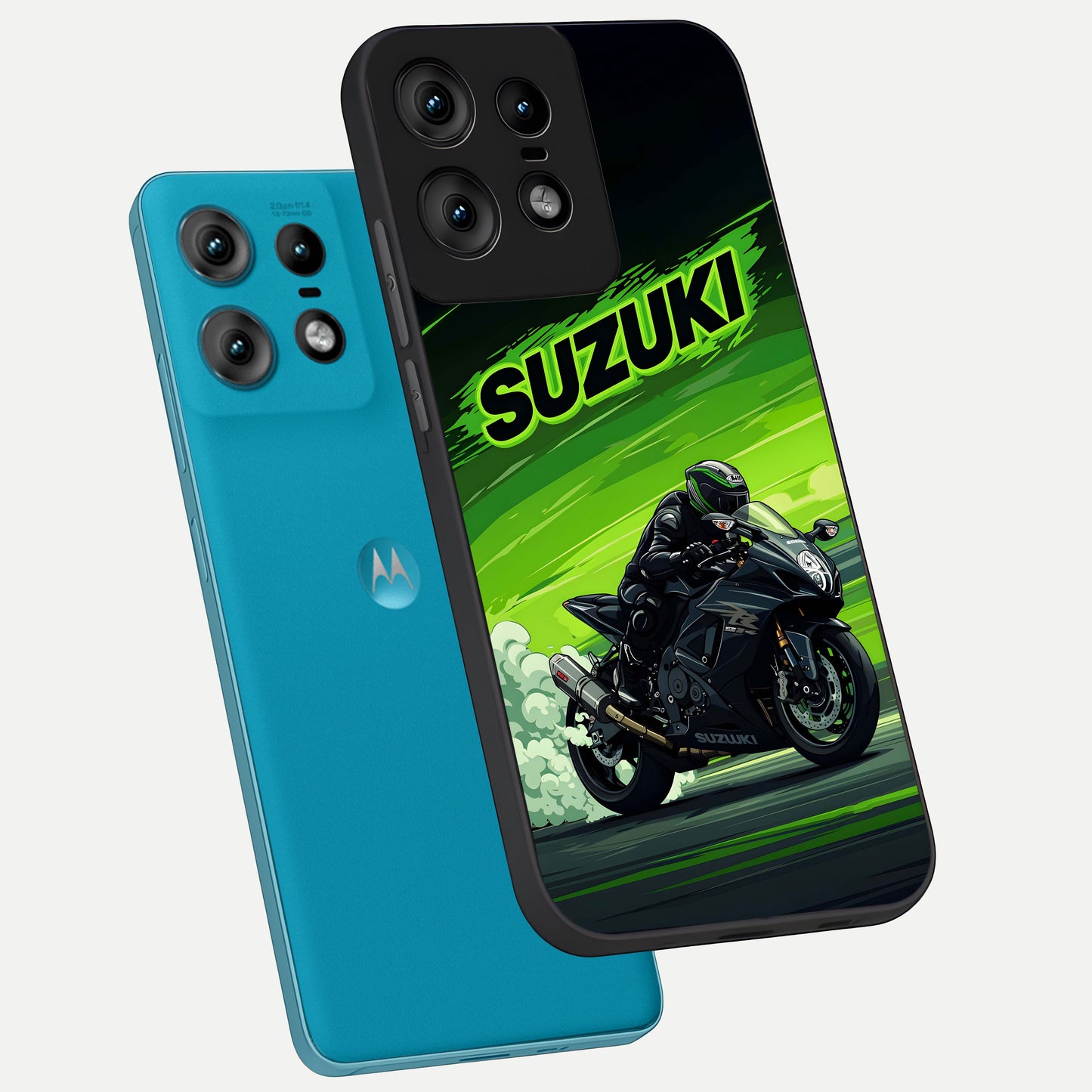  Suzuki Speed Beast phone case For Moto Edge50 Pro showing premium glass back cover with detailed artwork