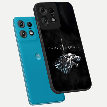  Throne Wolf Legacy phone case For Moto Edge50 Pro showing premium glass back cover with detailed artwork