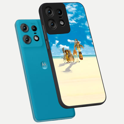  Tropical Fun Squad phone case For Moto Edge50 Pro showing premium glass back cover with detailed artwork