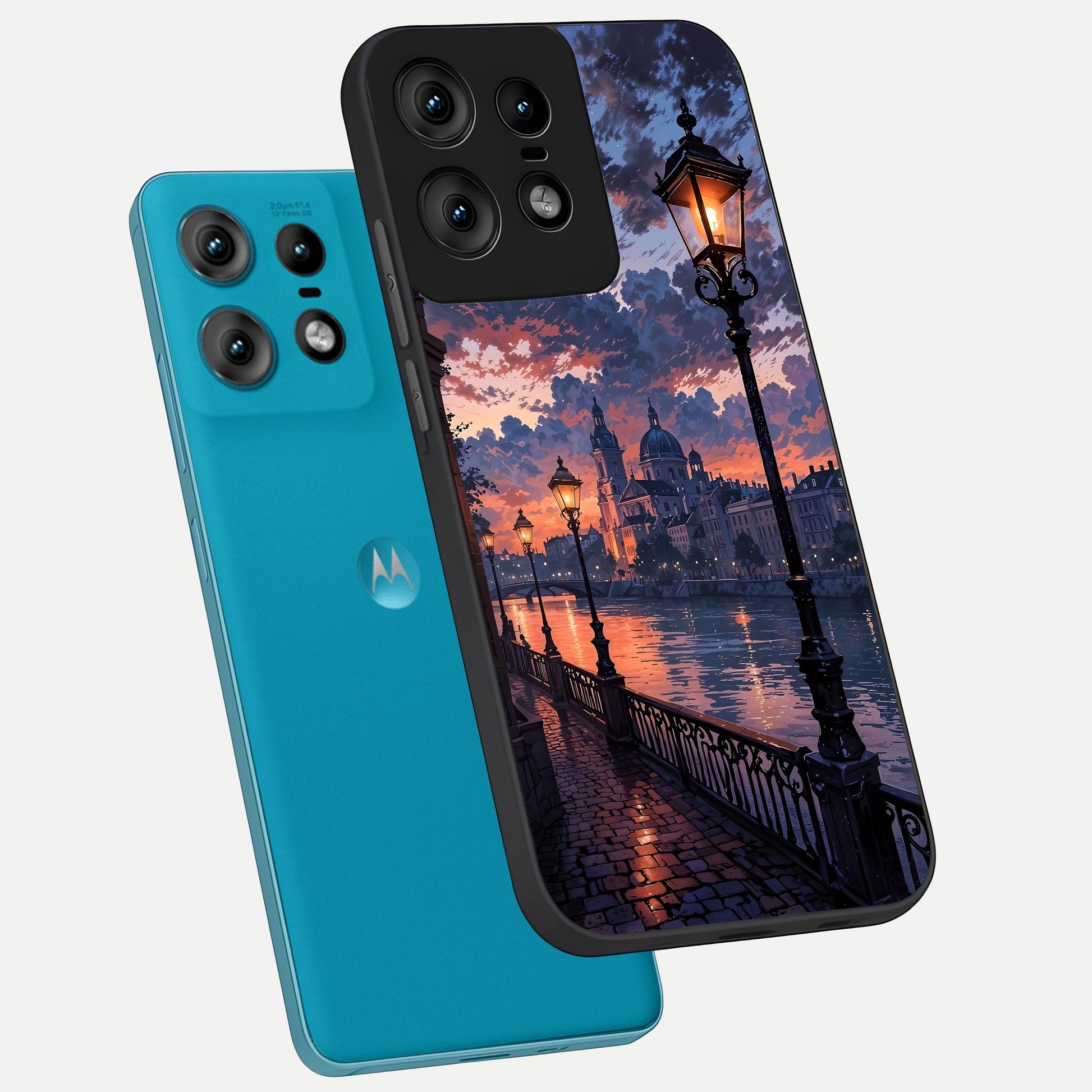  Twilight River Lights phone case For Moto Edge50 Pro showing premium glass back cover with detailed artwork