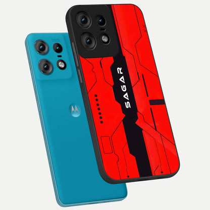  Voltage Rise CYBERPUNK Custom Name phone case For Moto Edge50 Pro showing premium custom name glass back cover