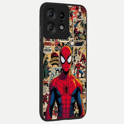  Aesthetic Spider back cover For Moto Edge50 Pro slim fit glass case with vibrant aesthetic design