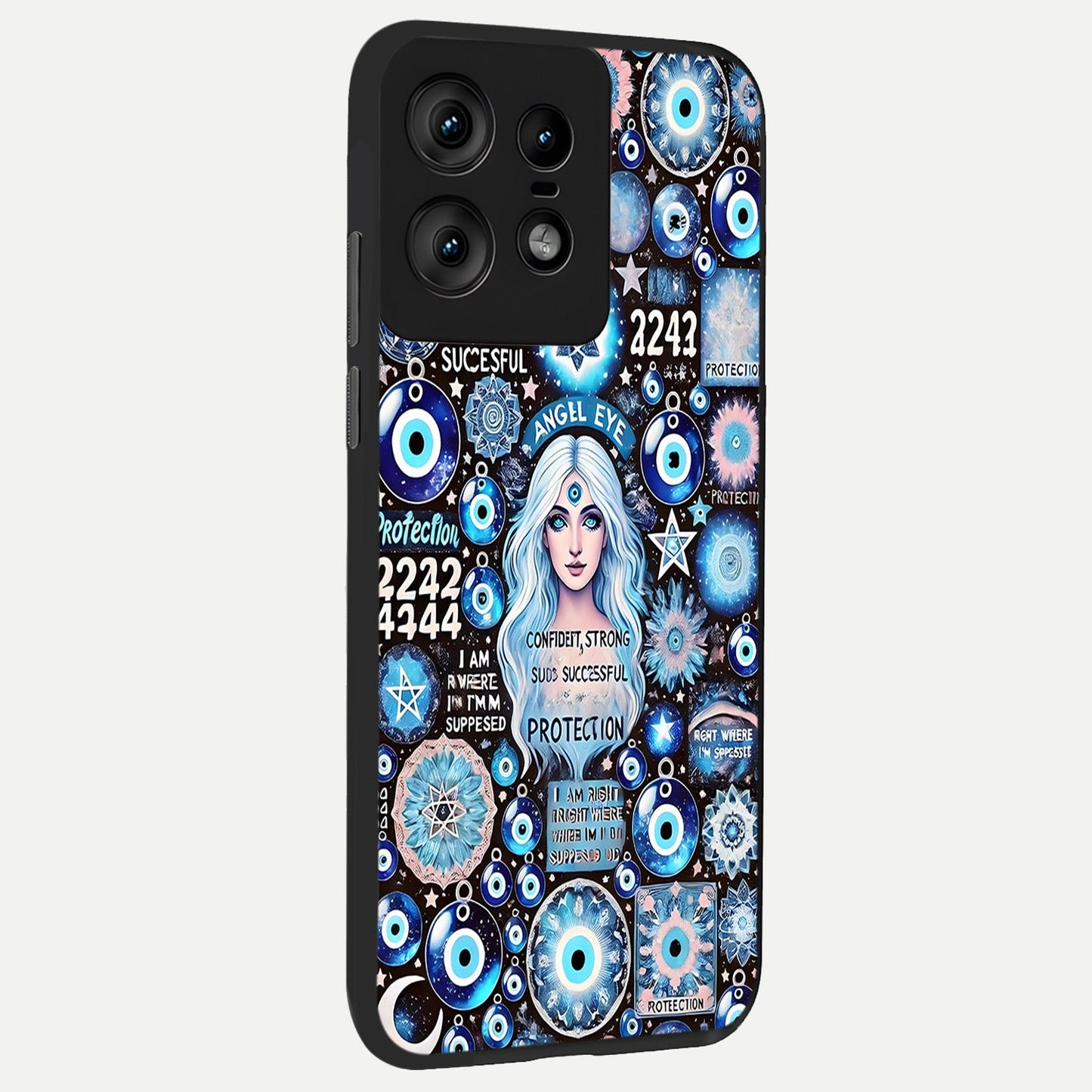  Angel Aura Shield back cover For Moto Edge50 Pro slim fit glass case with vibrant aesthetic design