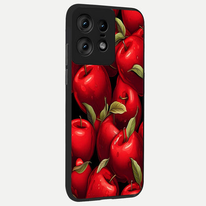  Apple Pattern back cover For Moto Edge50 Pro slim fit glass case with vibrant aesthetic design