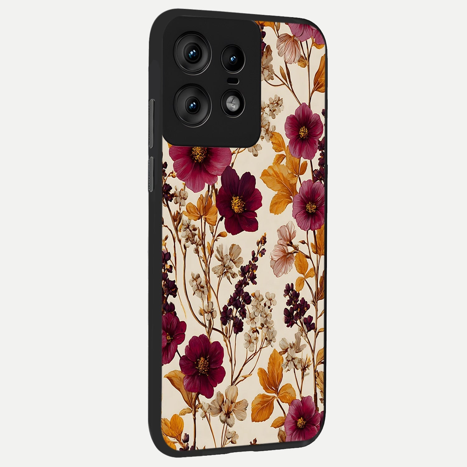  Autumn Wine Bloom back cover For Moto Edge50 Pro slim fit glass case with vibrant aesthetic design