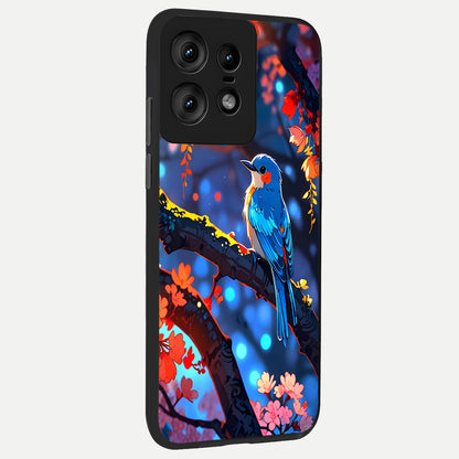  Blooming Water Drift back cover For Moto Edge50 Pro slim fit glass case with vibrant aesthetic design