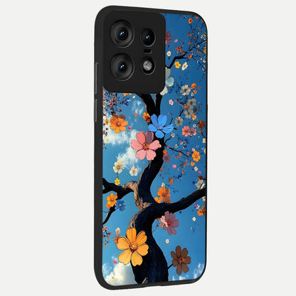  Blossom Dream Sky back cover For Moto Edge50 Pro slim fit glass case with vibrant aesthetic design