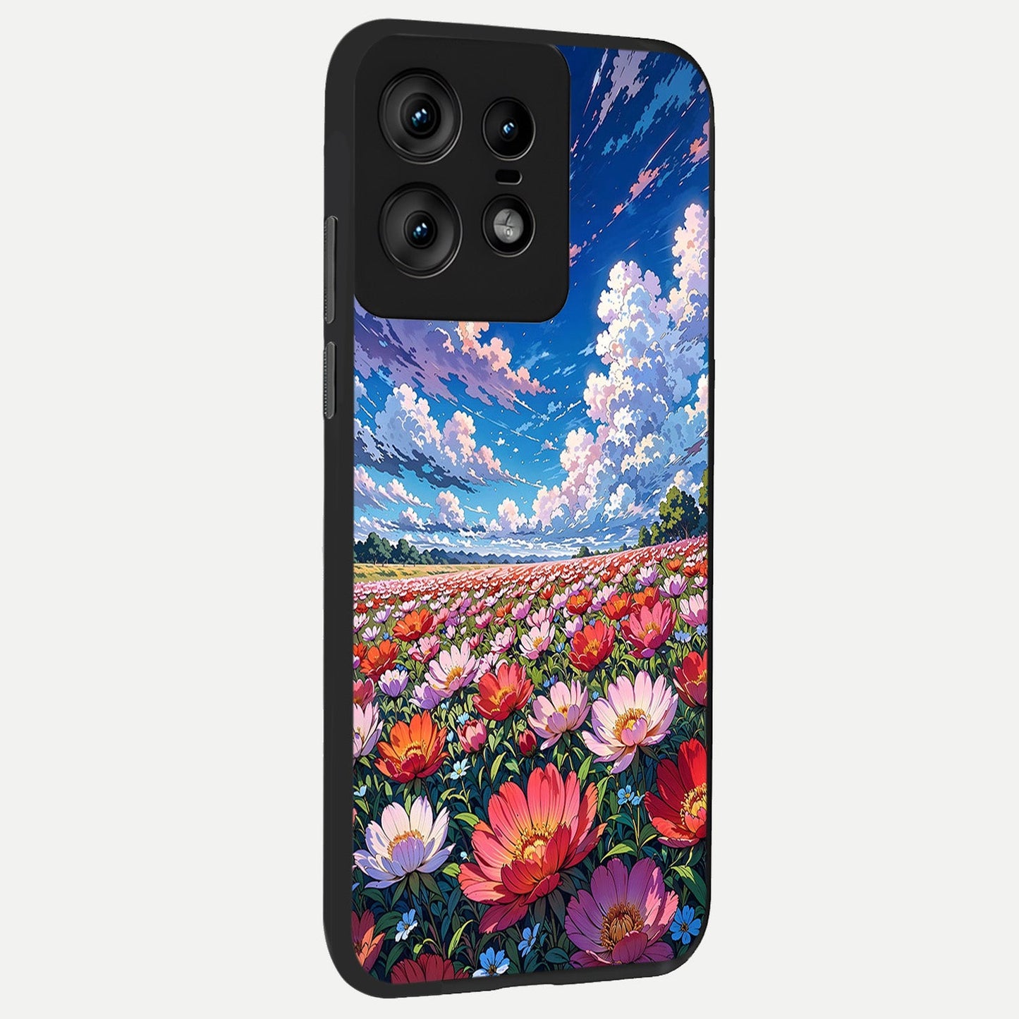  Blossom Sky Field back cover For Moto Edge50 Pro slim fit glass case with vibrant aesthetic design