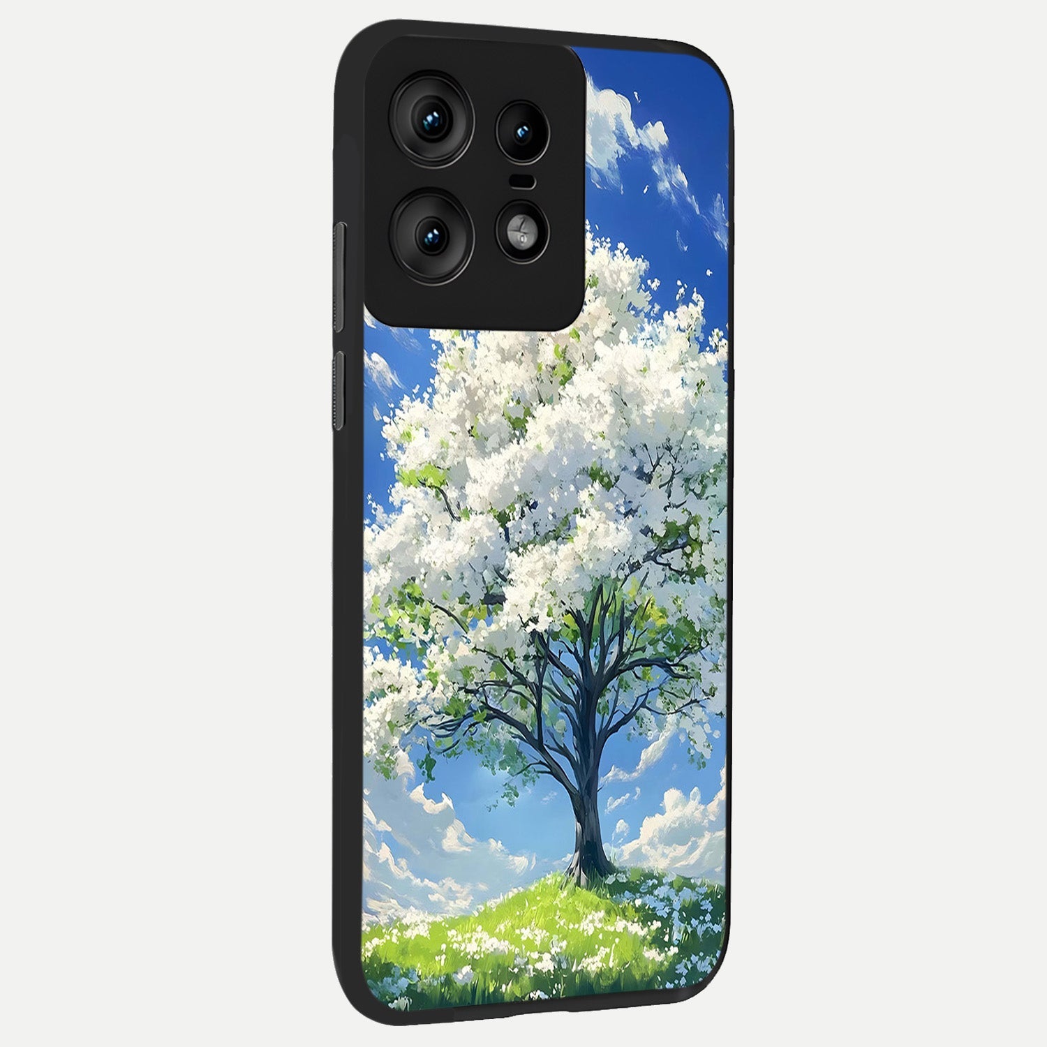  Blossom Sky Serenity back cover For Moto Edge50 Pro slim fit glass case with vibrant aesthetic design