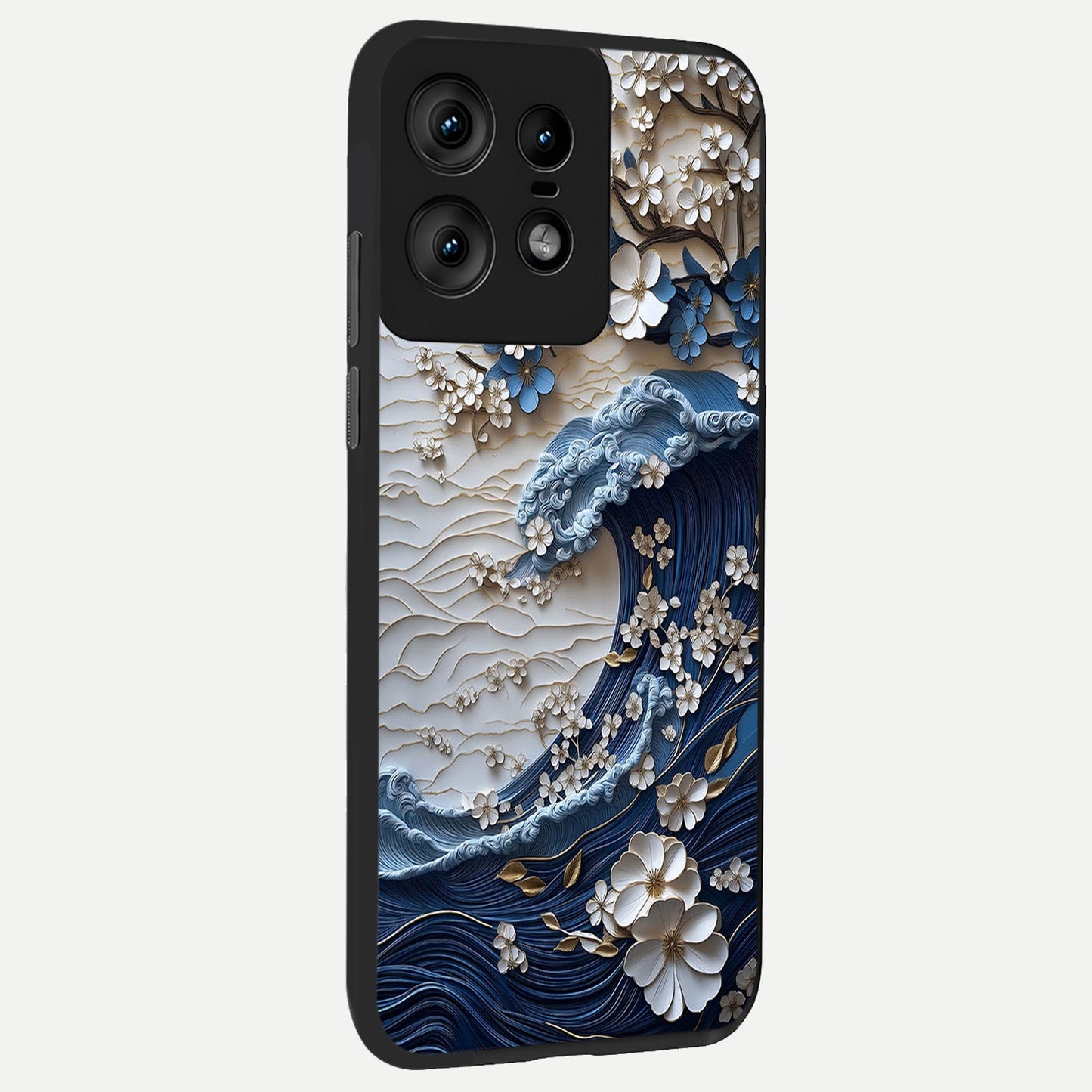  Blossom Wave Art back cover For Moto Edge50 Pro slim fit glass case with vibrant aesthetic design
