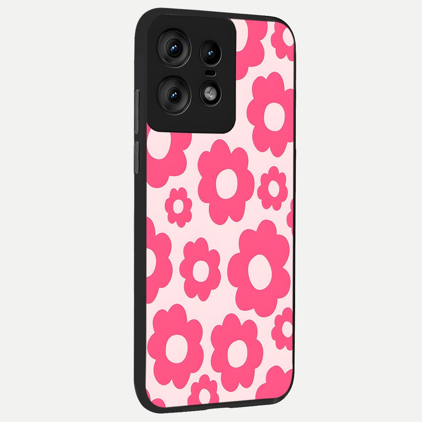  Blush Flower Pop back cover For Moto Edge50 Pro slim fit glass case with vibrant aesthetic design
