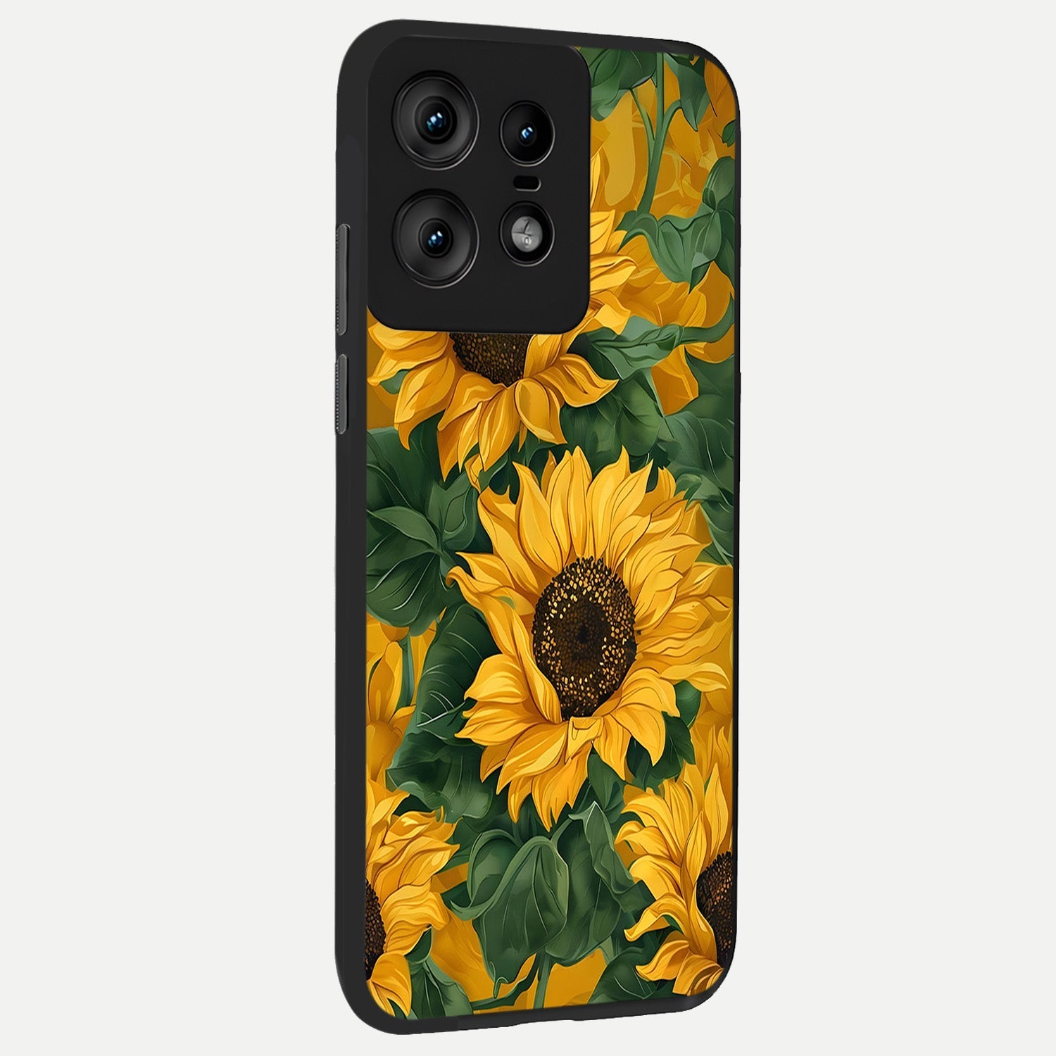  Bright Sunflower Bloom back cover For Moto Edge50 Pro slim fit glass case with vibrant aesthetic design