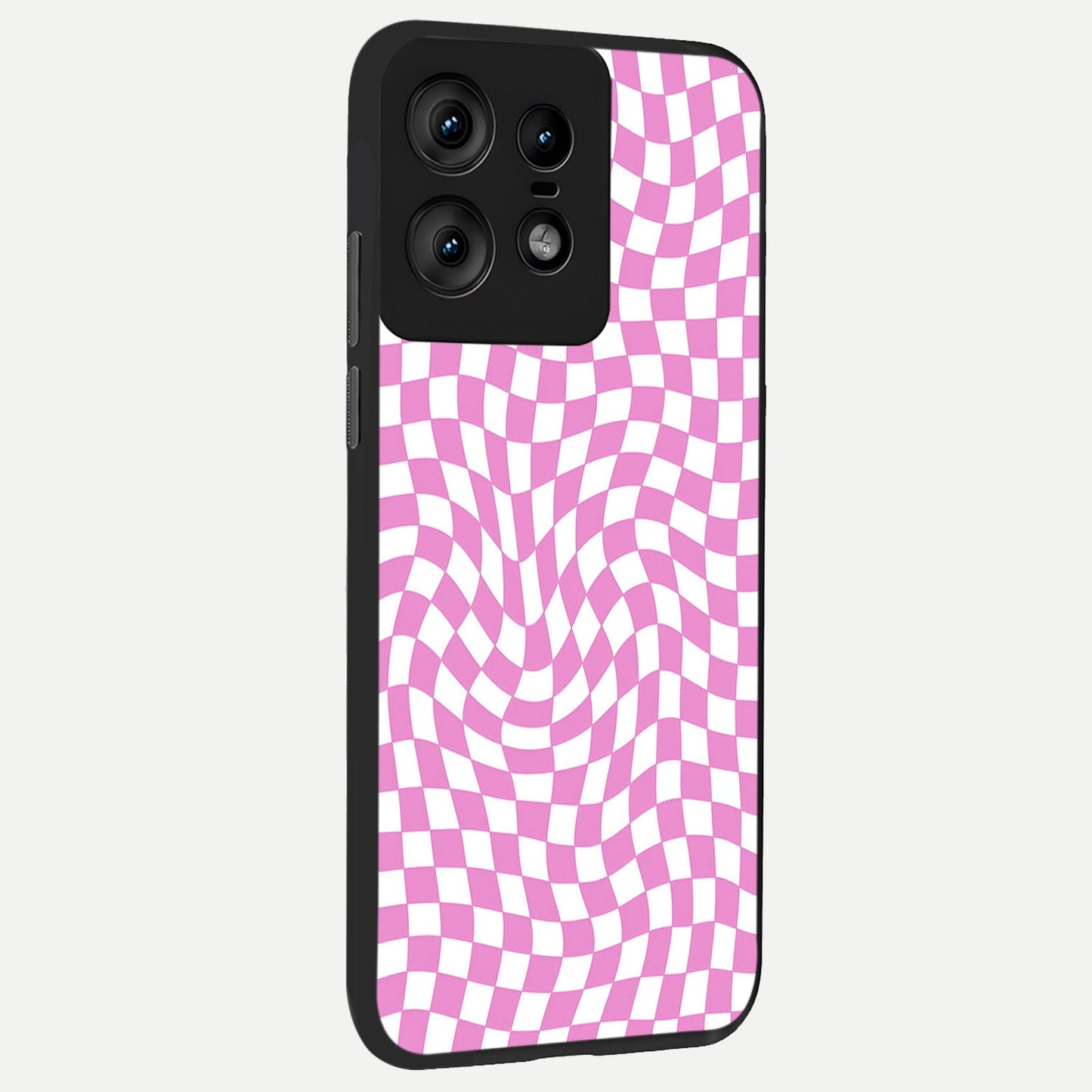  Bubblegum Check Wave back cover For Moto Edge50 Pro slim fit glass case with vibrant aesthetic design