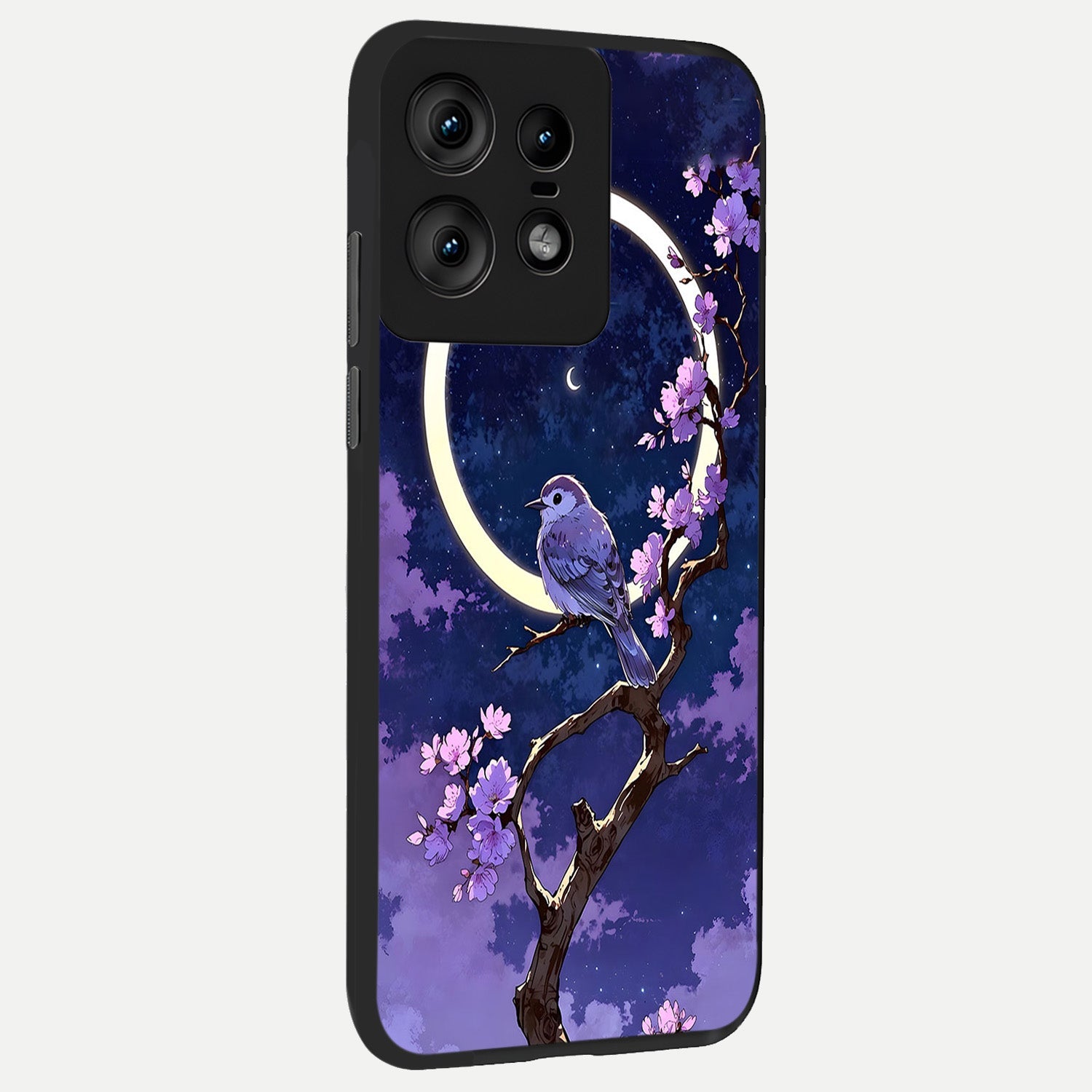 Celestial Bird Blossom back cover For Moto Edge50 Pro slim fit glass case with vibrant aesthetic design