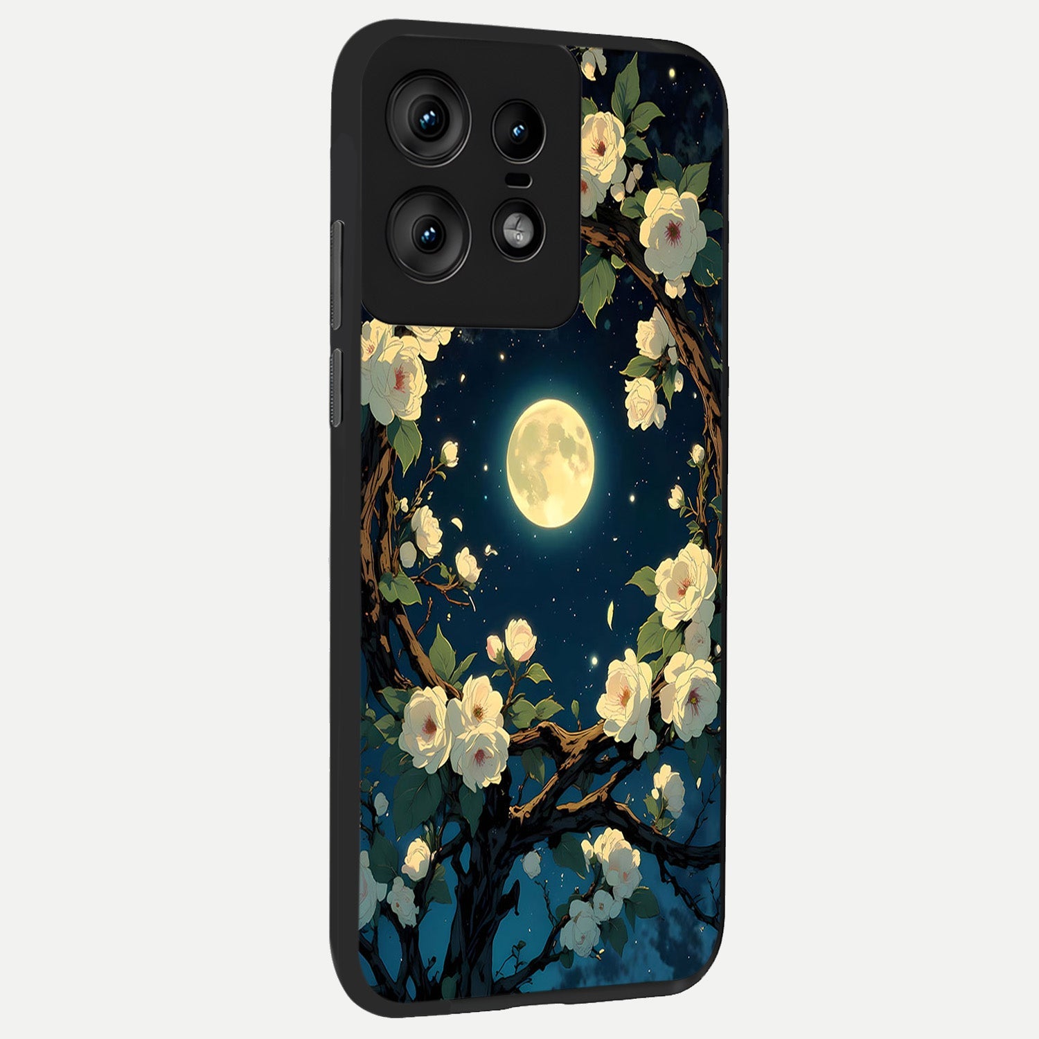  Celestial Moon And Flower back cover For Moto Edge50 Pro slim fit glass case with vibrant aesthetic design