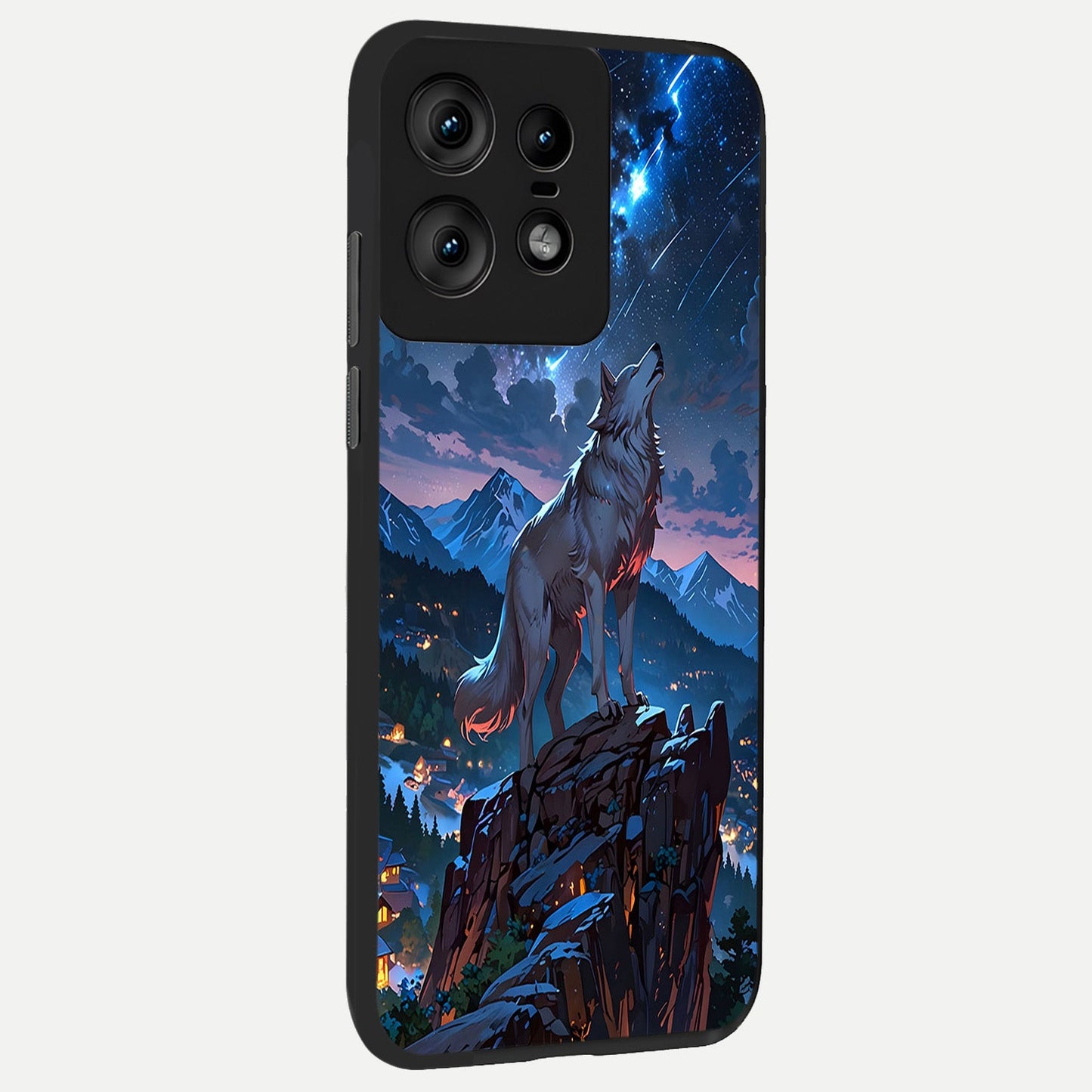  Celestial Wolf Howl back cover For Moto Edge50 Pro slim fit glass case with vibrant aesthetic design