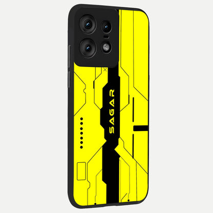  Circuit CYBERPUNK Custom Name back cover For Moto Edge50 Pro slim fit glass case with vibrant aesthetic design