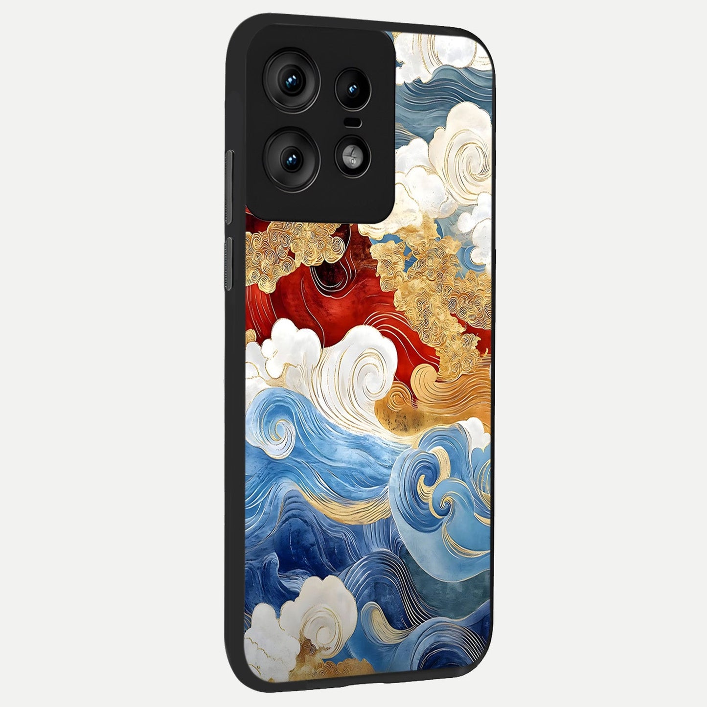  Colored Waves back cover For Moto Edge50 Pro slim fit glass case with vibrant aesthetic design