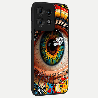  Colorful Eye back cover For Moto Edge50 Pro slim fit glass case with vibrant aesthetic design