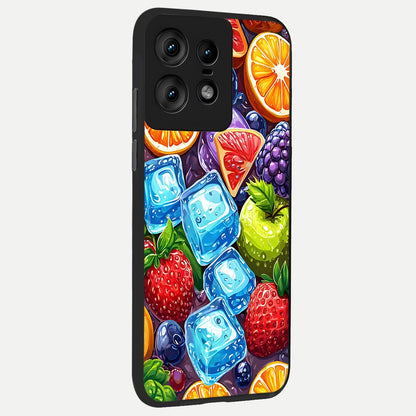  Colorful Fruits with Ice back cover For Moto Edge50 Pro slim fit glass case with vibrant aesthetic design