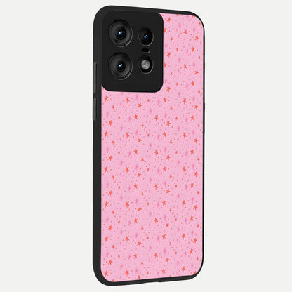 Cosmic Pink Sparkle back cover For Moto Edge50 Pro slim fit glass case with vibrant aesthetic design
