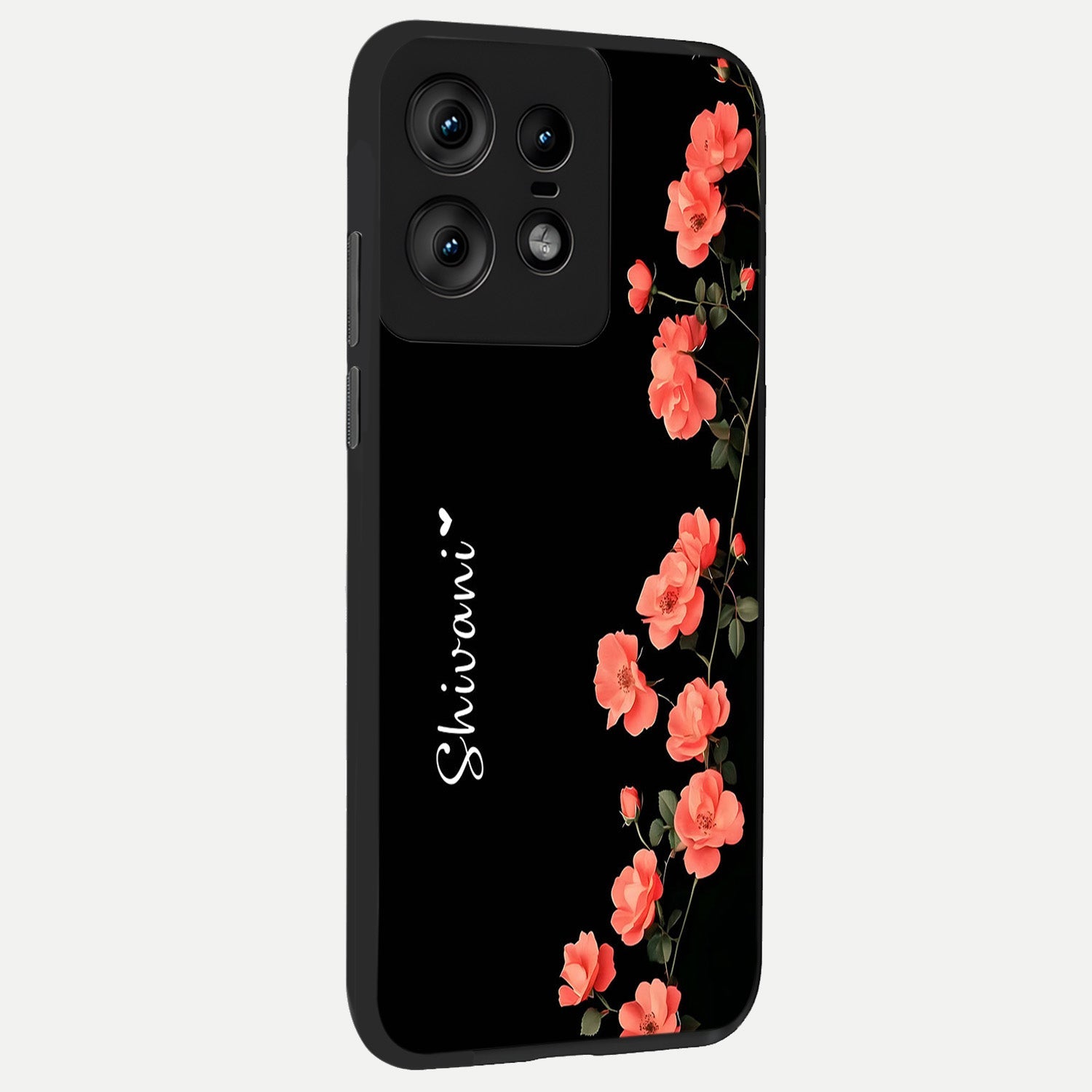  Crimson Bloom Grace Custom Name back cover For Moto Edge50 Pro slim fit glass case with vibrant aesthetic design