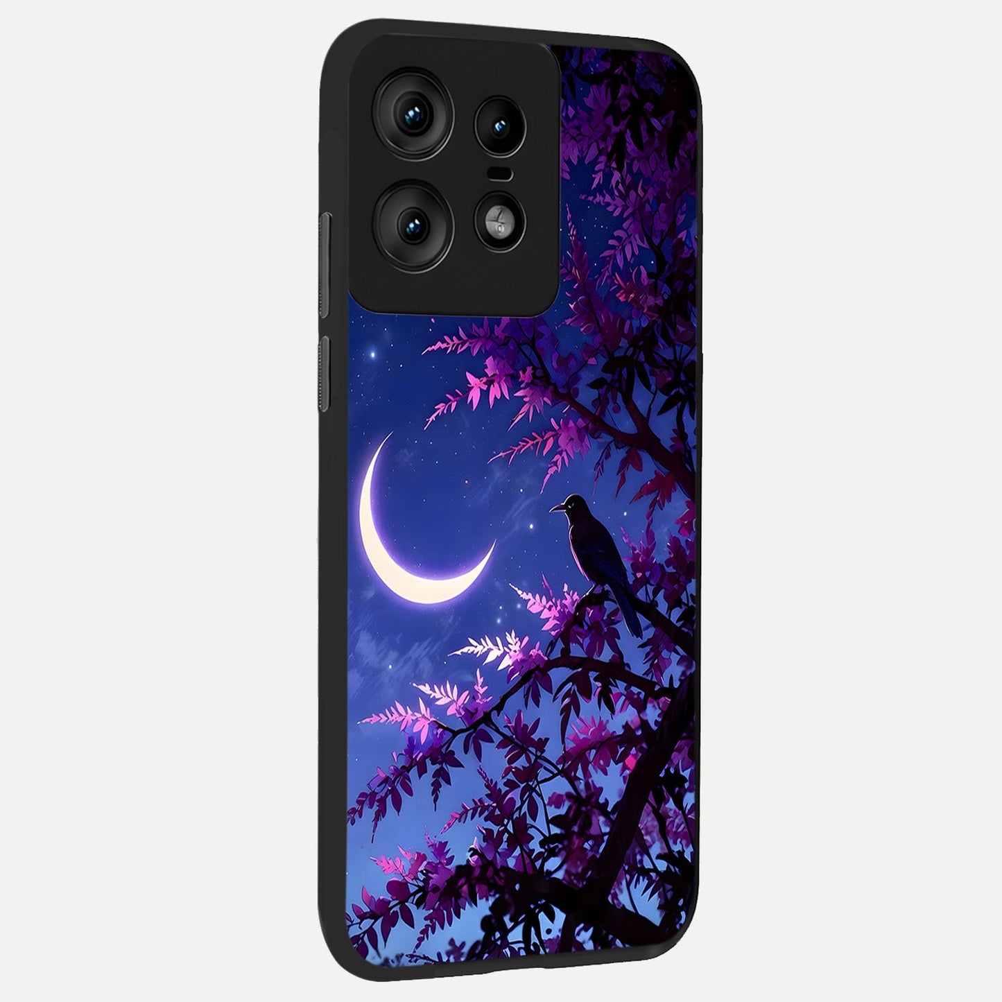  Crow And Moon Scenery back cover For Moto Edge50 Pro slim fit glass case with vibrant aesthetic design