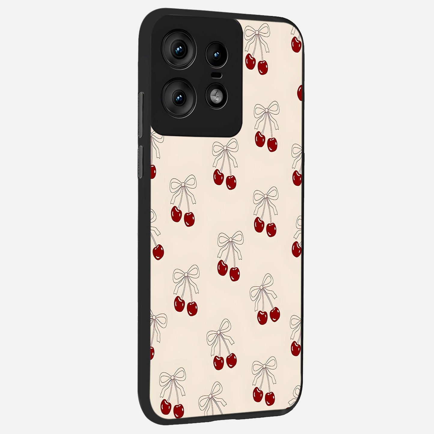  Cute Cherry Pattern back cover For Moto Edge50 Pro slim fit glass case with vibrant aesthetic design