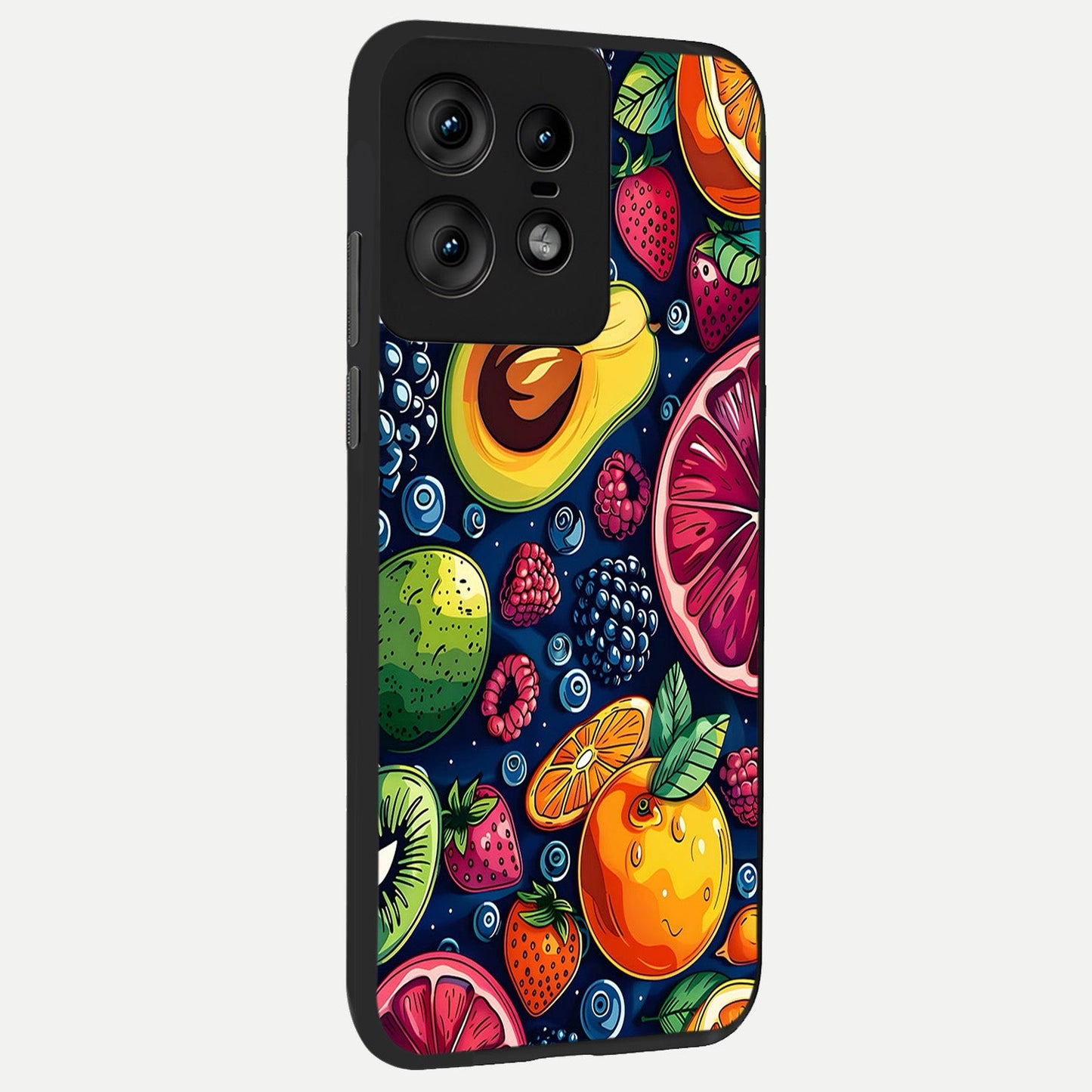  Cute Fruits Art back cover For Moto Edge50 Pro slim fit glass case with vibrant aesthetic design