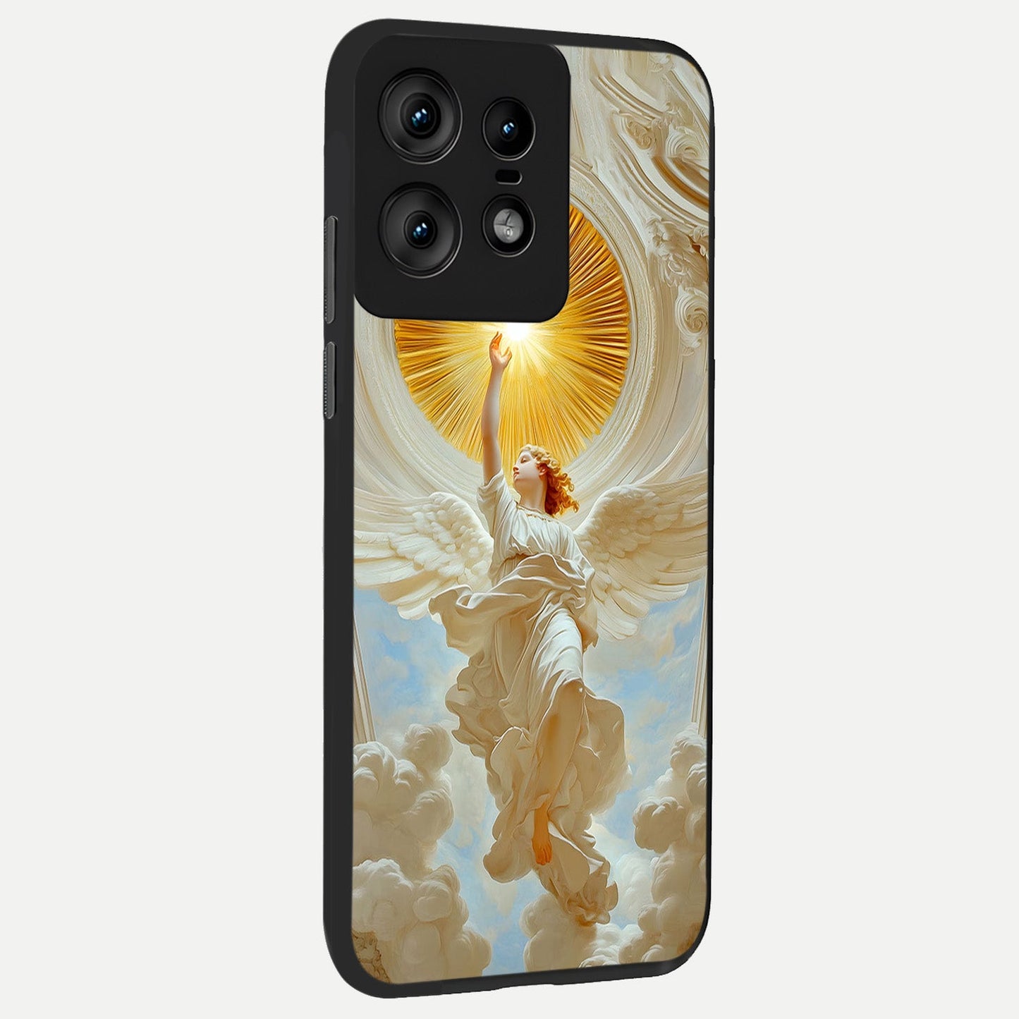  Divine Light Angel back cover For Moto Edge50 Pro slim fit glass case with vibrant aesthetic design