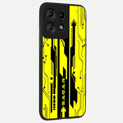  Electric Pulse CYBERPUNK Custom Name back cover For Moto Edge50 Pro slim fit glass case with vibrant aesthetic design