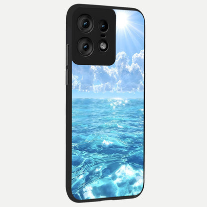  Endless Ocean Horizon back cover For Moto Edge50 Pro slim fit glass case with vibrant aesthetic design