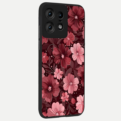  Flower Blush Bloom back cover For Moto Edge50 Pro slim fit glass case with vibrant aesthetic design