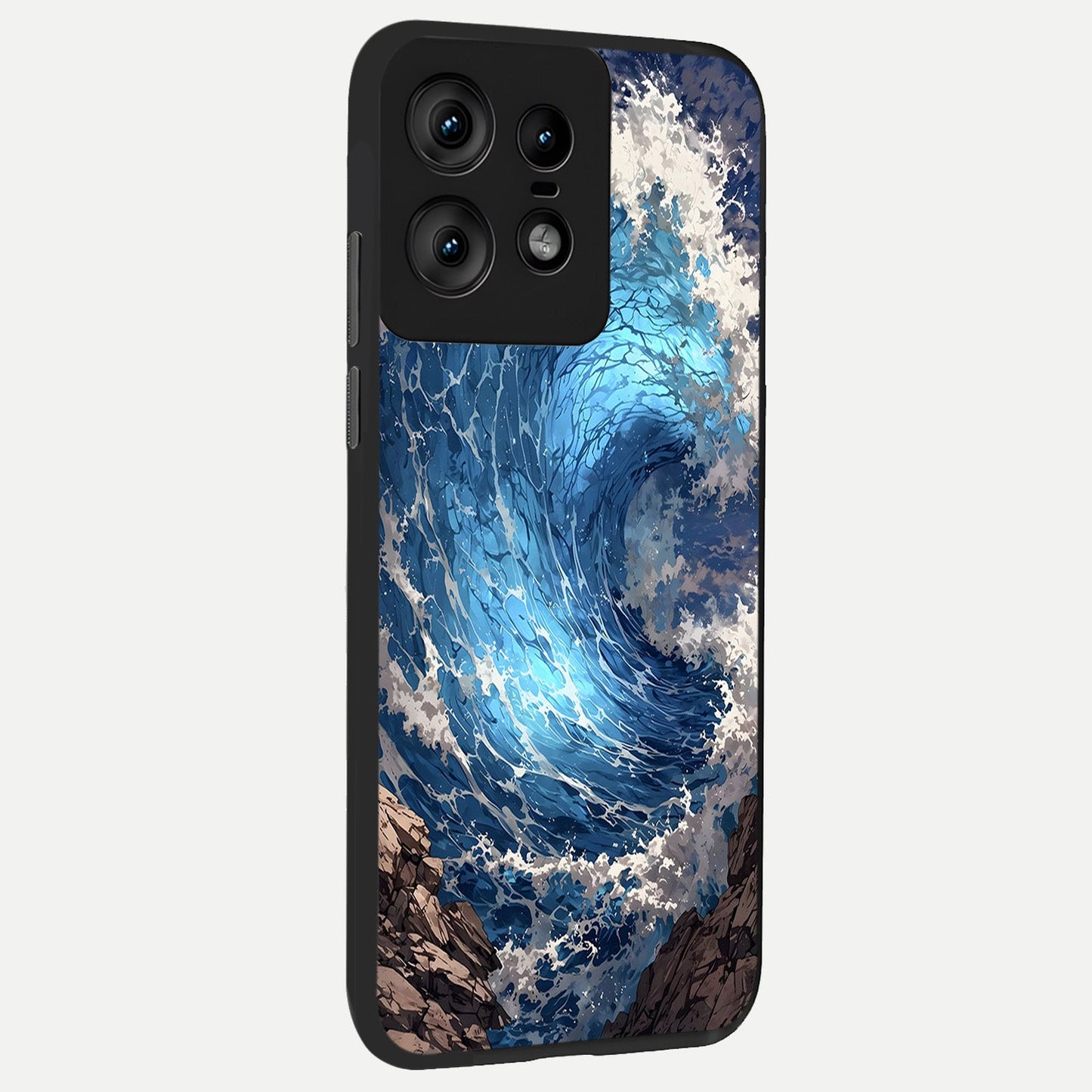  Giant Ocean Wave back cover For Moto Edge50 Pro slim fit glass case with vibrant aesthetic design