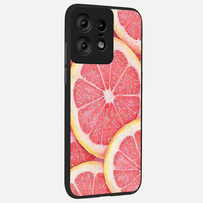  Glitter Grapefruit back cover For Moto Edge50 Pro slim fit glass case with vibrant aesthetic design