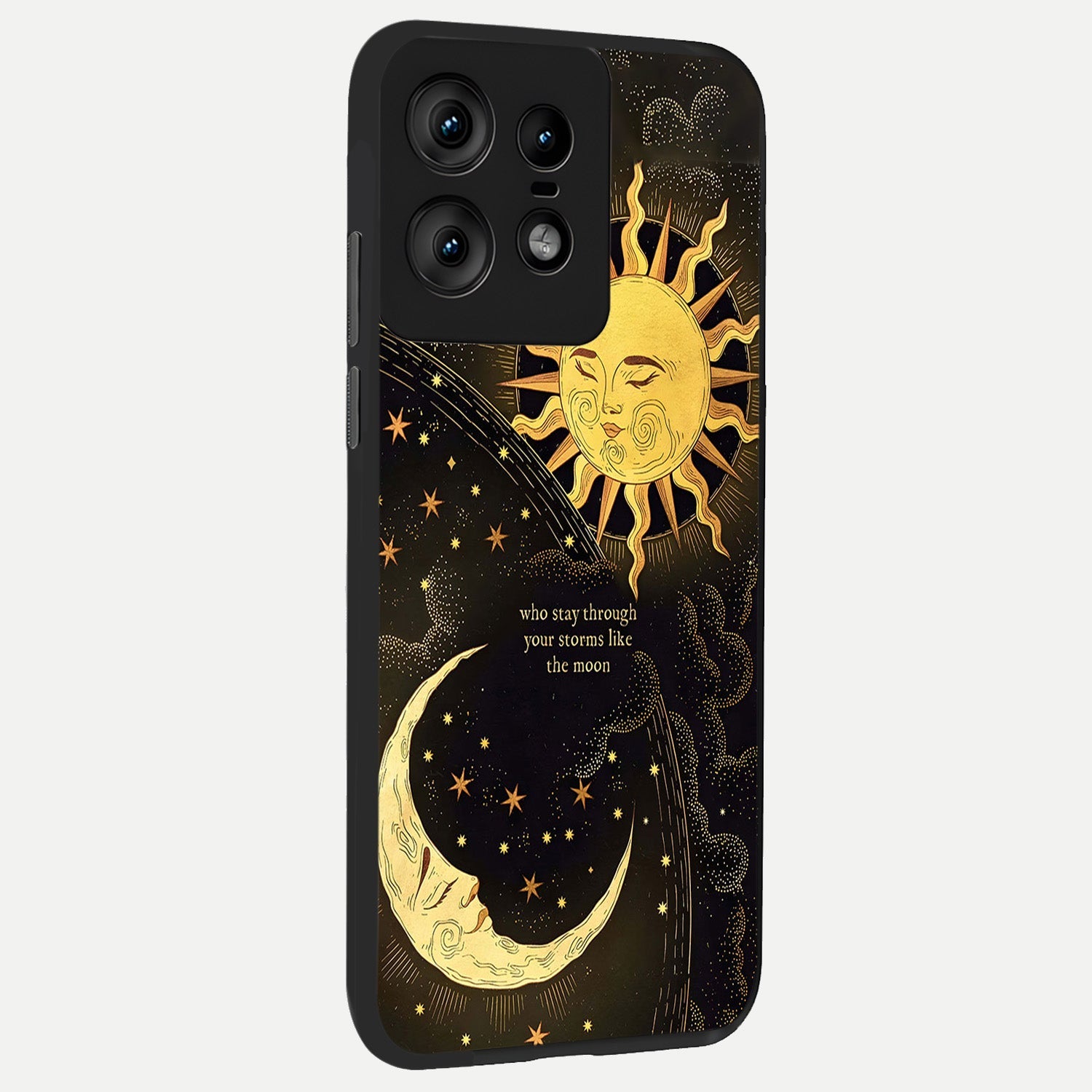  Golden Lunar Love back cover For Moto Edge50 Pro slim fit glass case with vibrant aesthetic design
