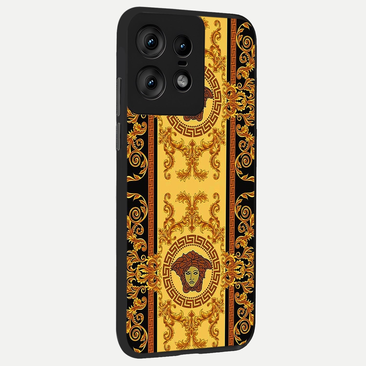  Golden Royal Heritage back cover For Moto Edge50 Pro slim fit glass case with vibrant aesthetic design