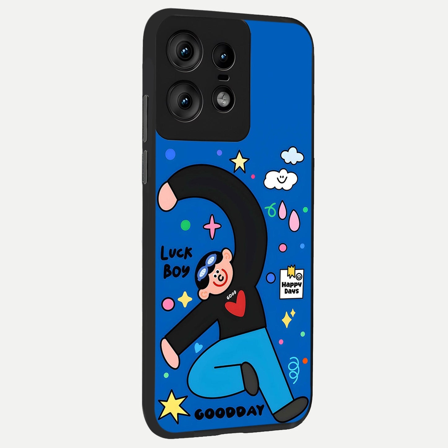  Happy Luck Vibe back cover For Moto Edge50 Pro slim fit glass case with vibrant aesthetic design