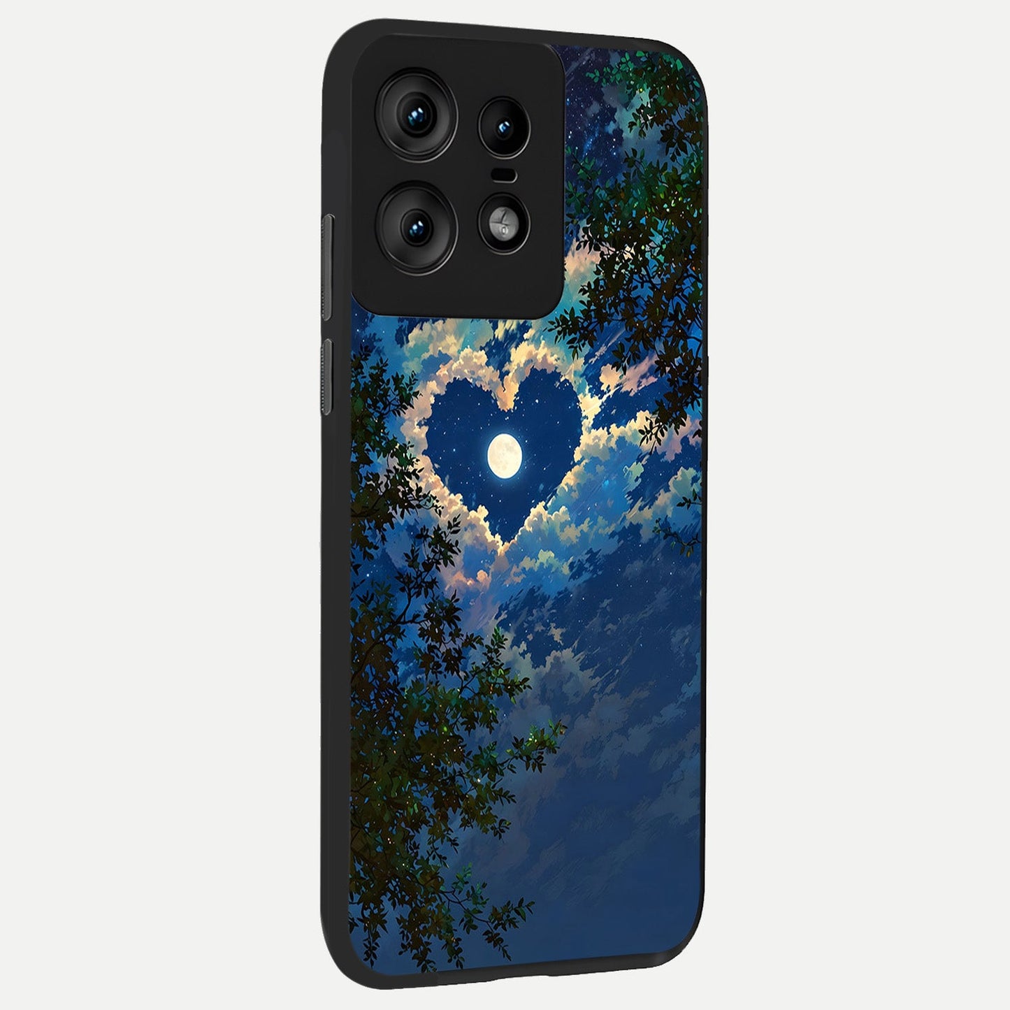  Heart With Moon Sky back cover For Moto Edge50 Pro slim fit glass case with vibrant aesthetic design