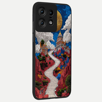 Heavenly Moon Path back cover For Moto Edge50 Pro slim fit glass case with vibrant aesthetic design