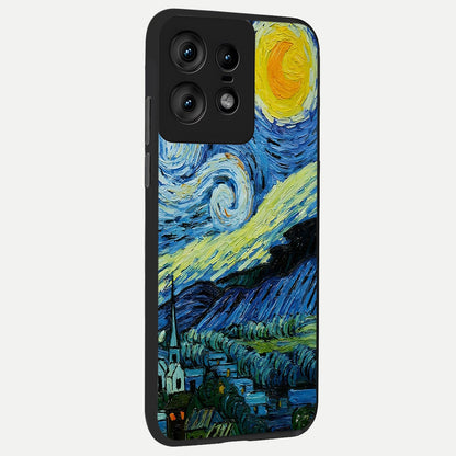  Inspired Van Gogh Art back cover For Moto Edge50 Pro slim fit glass case with vibrant aesthetic design