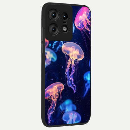  Jellyfish Pattern back cover For Moto Edge50 Pro slim fit glass case with vibrant aesthetic design