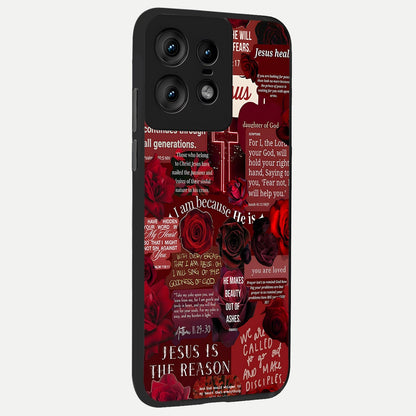  Jesus Love Heals back cover For Moto Edge50 Pro slim fit glass case with vibrant aesthetic design