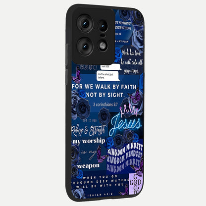  Kingdom Faith Glow back cover For Moto Edge50 Pro slim fit glass case with vibrant aesthetic design