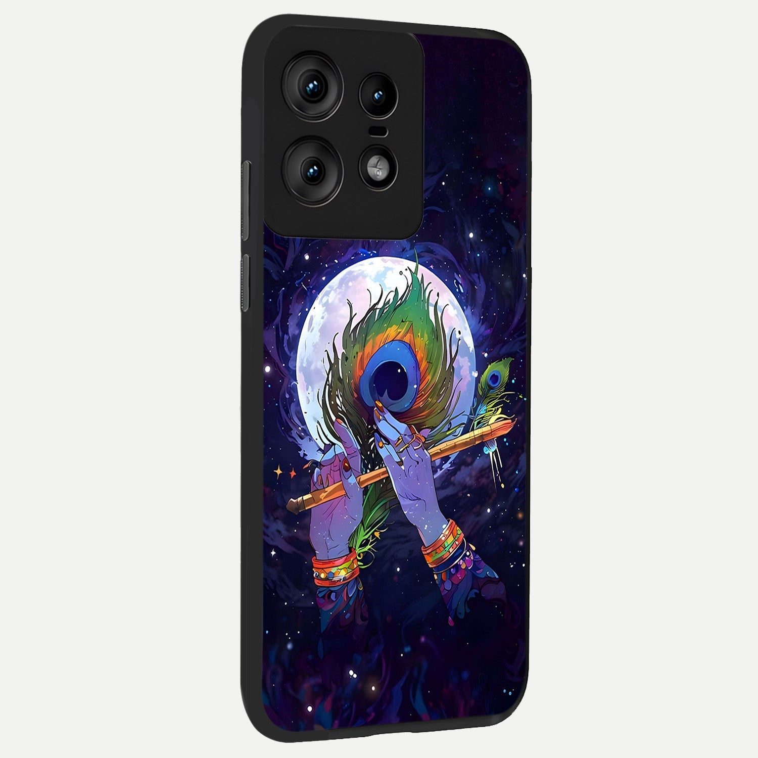  Krishna Hands Art back cover For Moto Edge50 Pro slim fit glass case with vibrant aesthetic design
