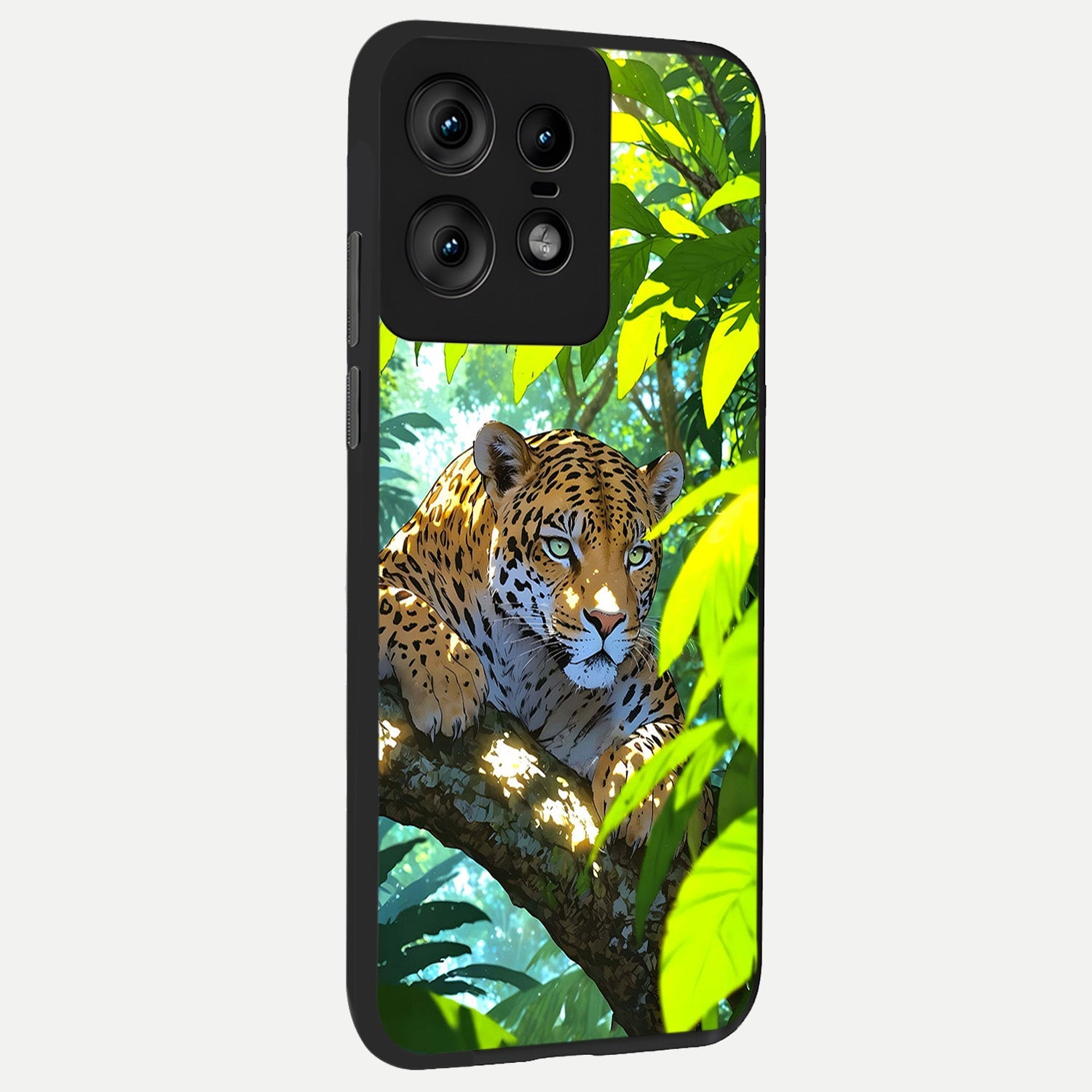  Leopard in Jungle back cover For Moto Edge50 Pro slim fit glass case with vibrant aesthetic design