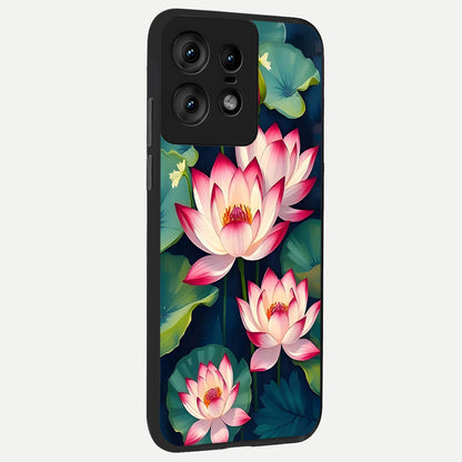  Lotus Dream Serenity back cover For Moto Edge50 Pro slim fit glass case with vibrant aesthetic design